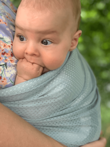 Minimonkey-sling-light-green-baby